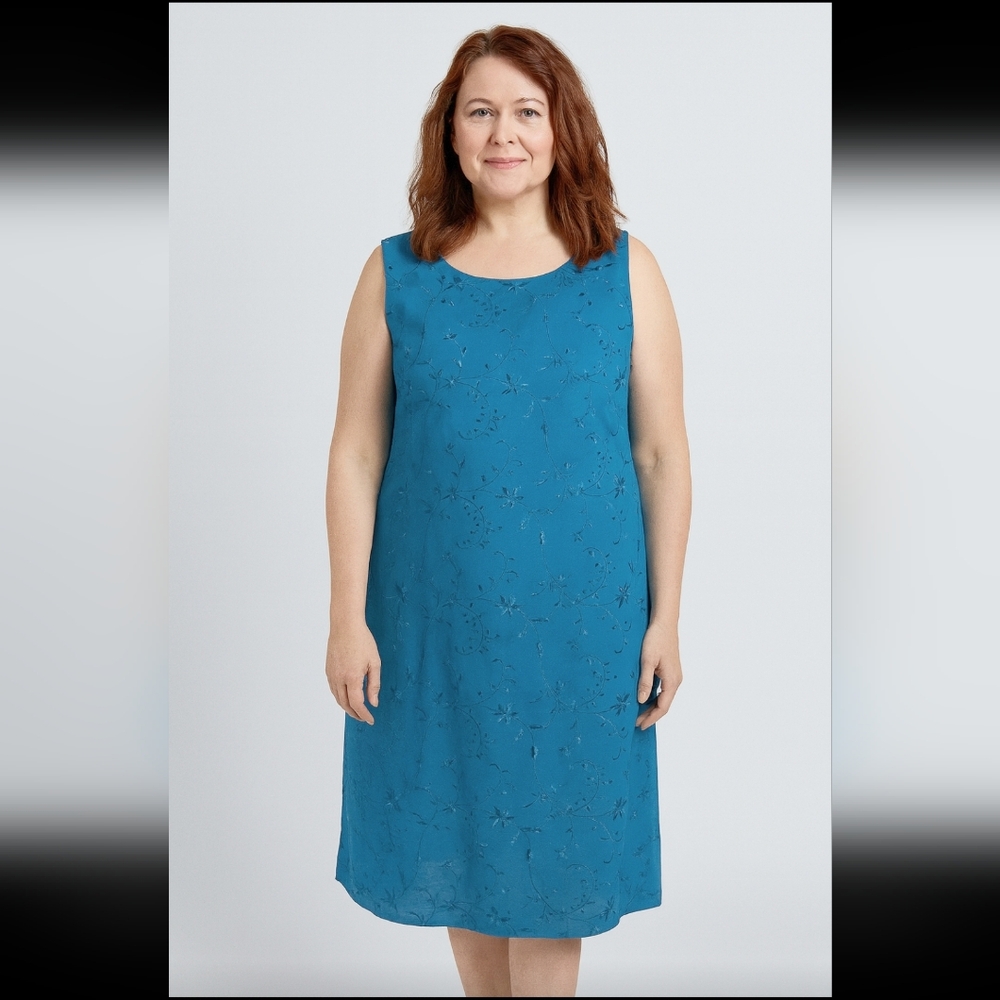 Jessica Howard Woman Blue Sleeveless Shift Dress size 18 Line